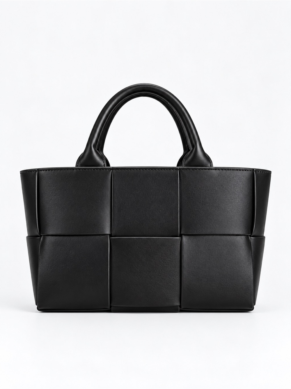 Black Woven Panel Tote Bag